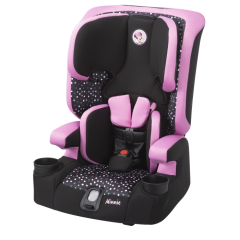 Disney Baby MagicSquad 3-in-1 Harness Booster Car Seat - Minnie Dot Party - 45 degree angle view of left side